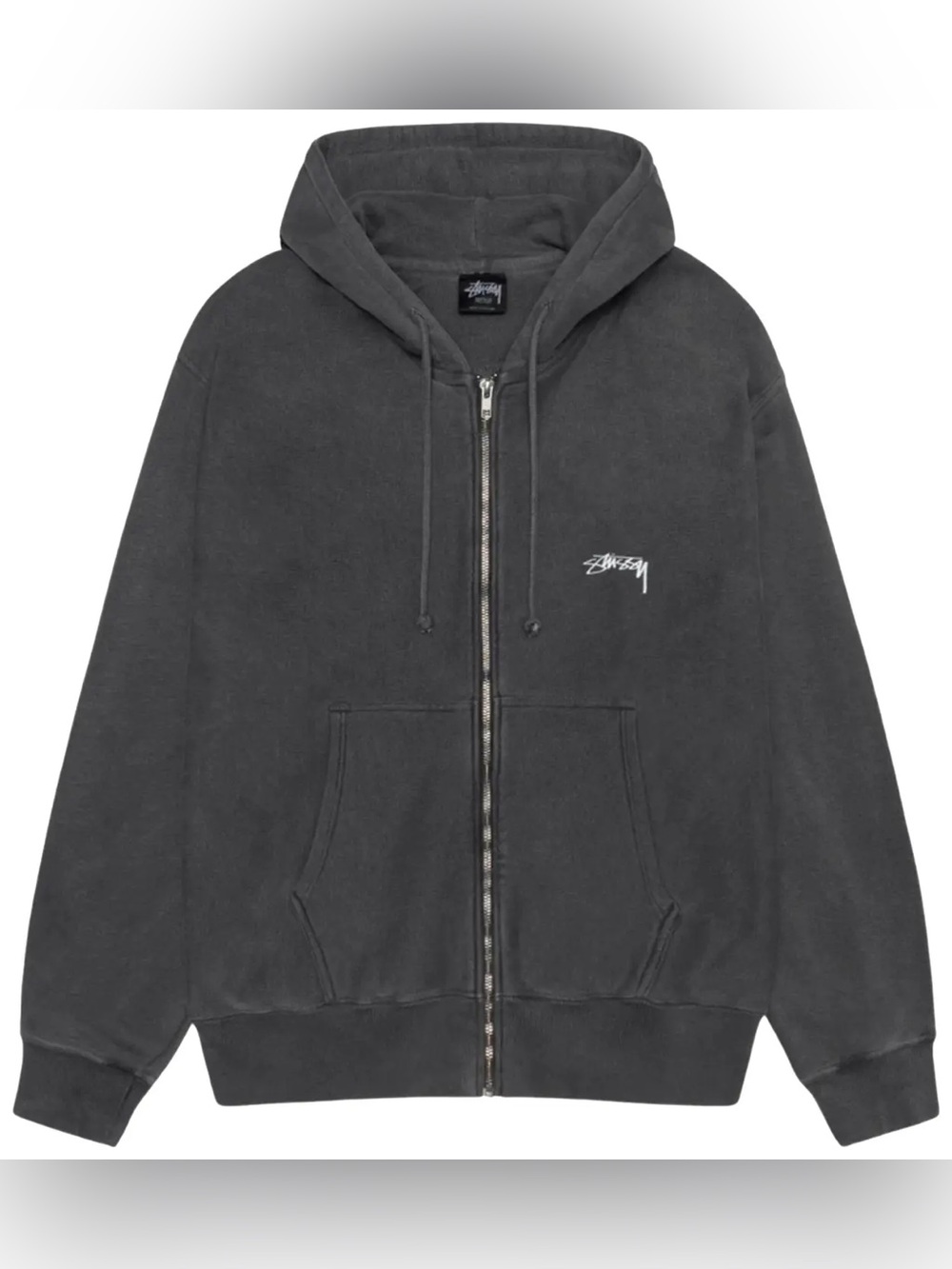 Stüssy Basic Pigment Dyed Zip Hoodie Washed Black Small Like New